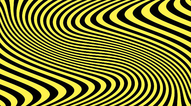 A striking yellow and black twisted optical illusion background featuring warped curved stripes that create a hypnotic swirl effect. The high-contrast abstract design adds motion, depth, and modern visual impact, ideal for posters, digital artwork, graphic layouts, and contemporary design projects.