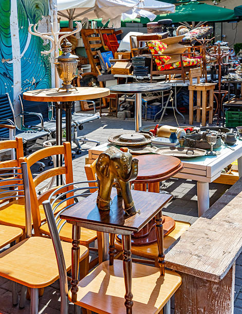 Jaffa Flea Market. Israel. Shuk Pishpeshim. The famous market is wonderful landmark in Jaffa. Wooden furniture and household items.
