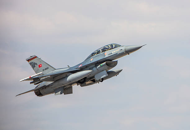 Konya, Turkey - July 02, 2025: Turkish Air Force F-16 fighter jet doing aerial maneuvers