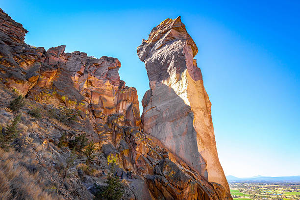 Smith Rock State Park photographed with a fisheye lens.