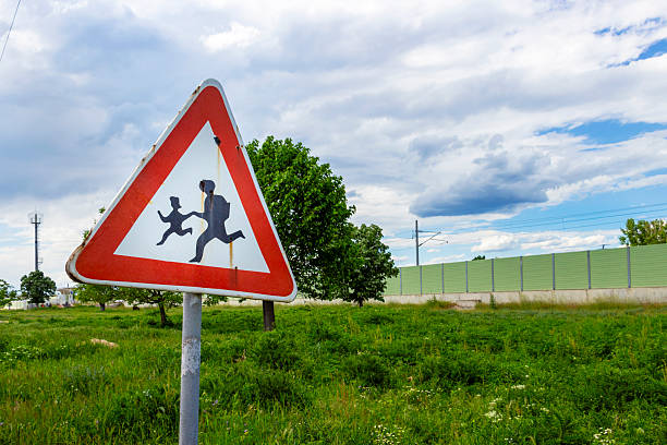 istock Old warning road sign 