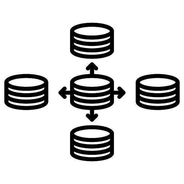 Distributed Data Vector Icon Database, enlarge, expand, grow, platform, scalable, scale, outline, icon, vector, illustration expandable icon stock illustrations