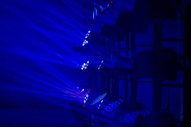 Stage lighting effect in the dark, close-up pictures