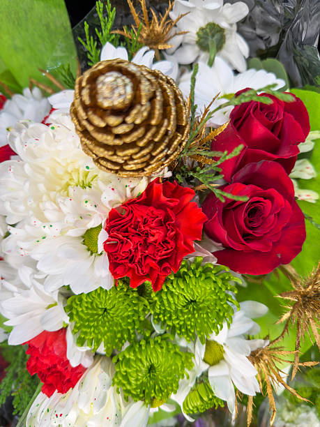 Close up beautiful flowers in a flower shop