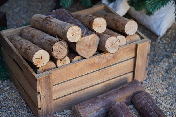 istock Stacked Wooden Logs in a Rustic Wooden Crate Surrounded by Natural Elements and Textures for Warmth, Home Decor, and Crafting Ideas 2249109484
