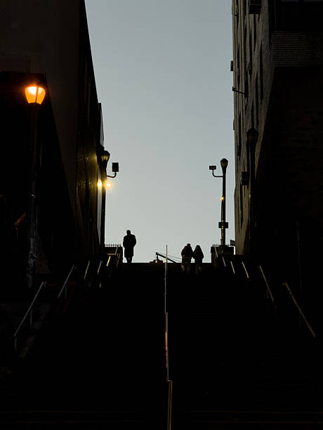 City stairs at dusk in New York City