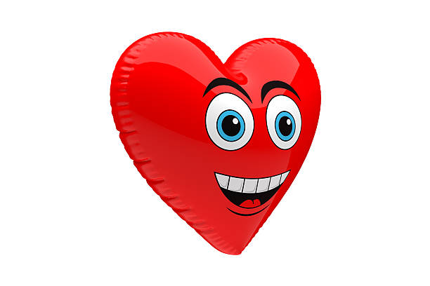 Happy cartoon heart with cute eyes and a joyful expression set against a crisp white canvas.