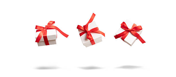 Dynamic angle of three gift box for decoration celebration theme design.anniversary and special day with present concepts.Real photo