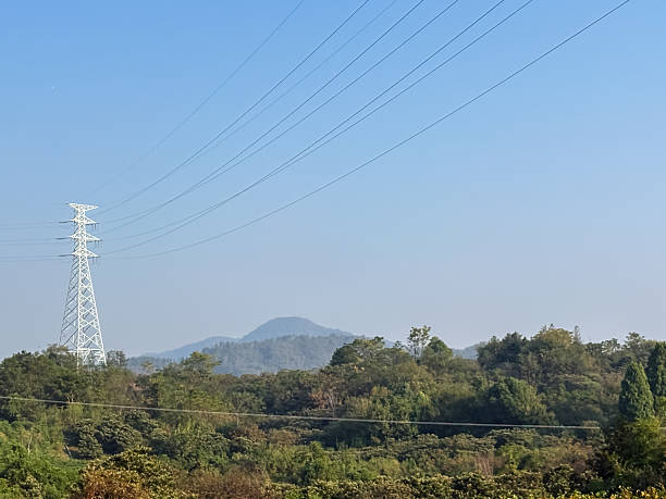 Power line towers on the mountain