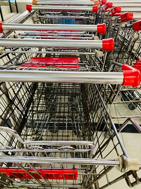 istock metal shopping carts nested together in a row 2249129735