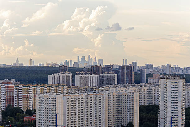 Summer urban landscape, Moscow, from a bird's-eye view