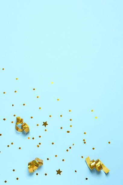 istock Golden confetti on white background, top view 2249143342
