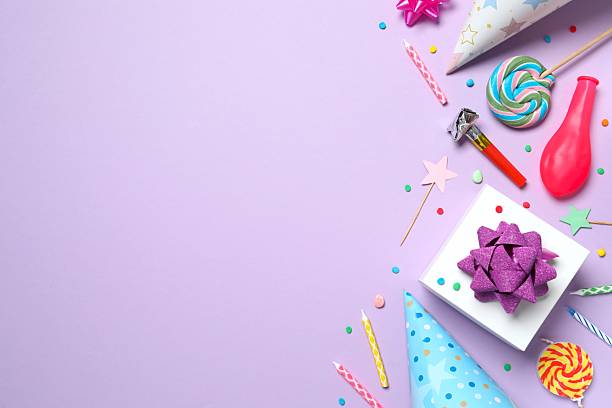 istock Frame of different party items and decorations with space for text on color background, flat lay 2249143347