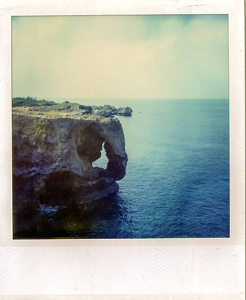 istock Elephant Rock at Cape Manzamo Overlooking Polaroid photo instant camera - Okinawa 2249146801