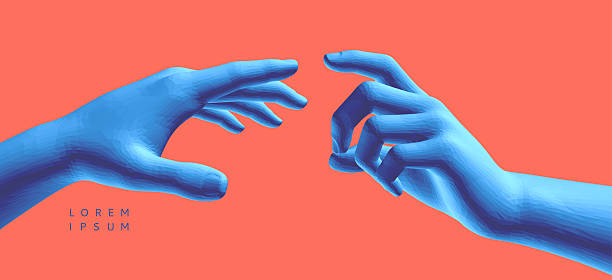 istock Hands reaching towards each other. Concept of human relation, togetherness or  partnership. 3D vector illustration. Can be used for advertising, marketing or presentation. 2249155261