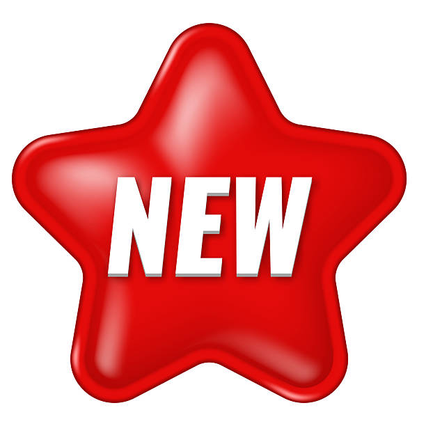 istock Red star badge  sticker with text New. Glossy rea;istic  illustration for promotion and marketing. Isolated sale tag 2249160581