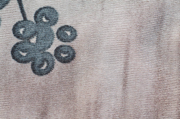 Close-up of dark gray polkadot fabric on fabric.. Ideal for backgrounds, banners, and editorial use.