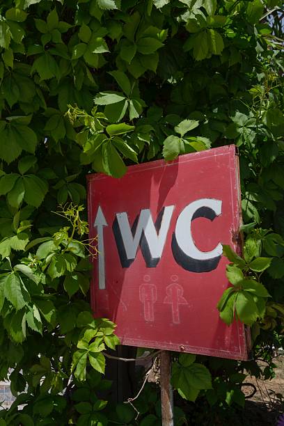 istock Direction sign to the wc, bathroom at Corfu Greece 2249165014