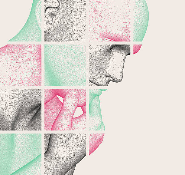 istock Time to think. Abstract digital human head. The man rests his chin on his fist. 3d vector illustration for business presentation, flyer or poster. 2249168486