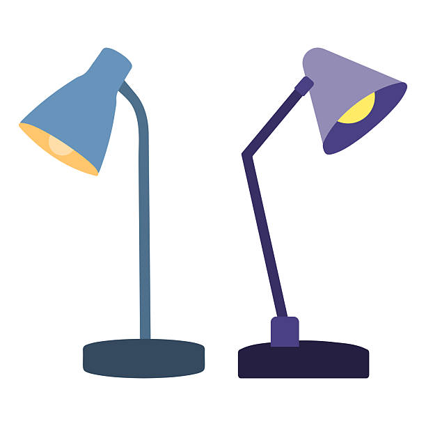ilustraciones, imágenes clip art, dibujos animados e iconos de stock de dos lámparas de escritorio con ilustración de luz - lámpara angular