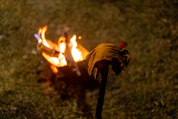 A water drop bucket used to fight a wildfire operated by a helicopter pilot.