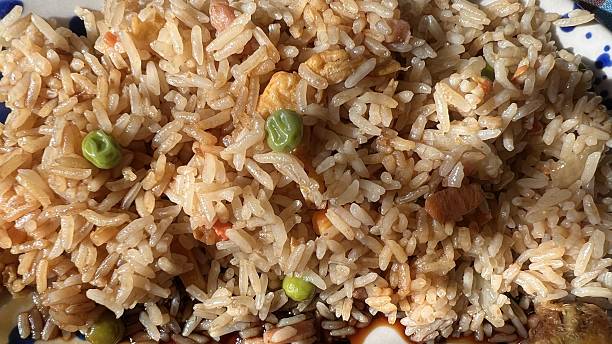 istock Delicious fried rice on white plate background 2249196522