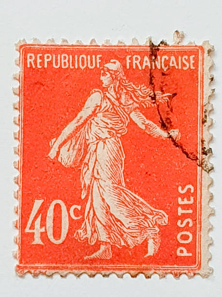FRANCE-CIRCA 1933:A stamp printed in France, depicts a sower, circa 1933.Philately.Postage stamps from different countries and times.A collection of world stamps.