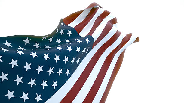 istock A waving American flag with a glow effect. White background. 2249200303