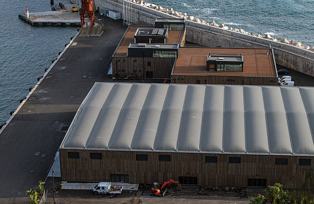 istock Roofs of warehouses and other port facilities. 2249200712