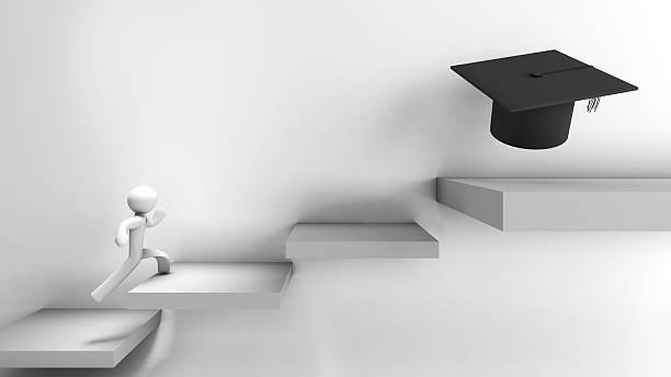 Mortarboard on golden crown backgrounds.