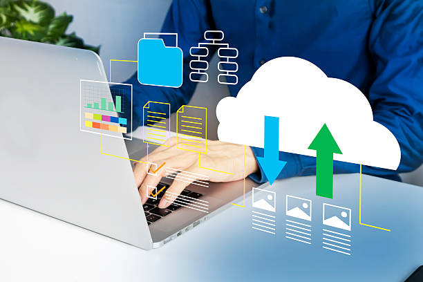 istock Business people work by transferring data, images, business documents and systems through the cloud network. 2249205164