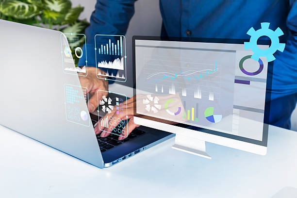 istock Businessmen work by controlling various systems through digital screens in their technology work. 2249205173