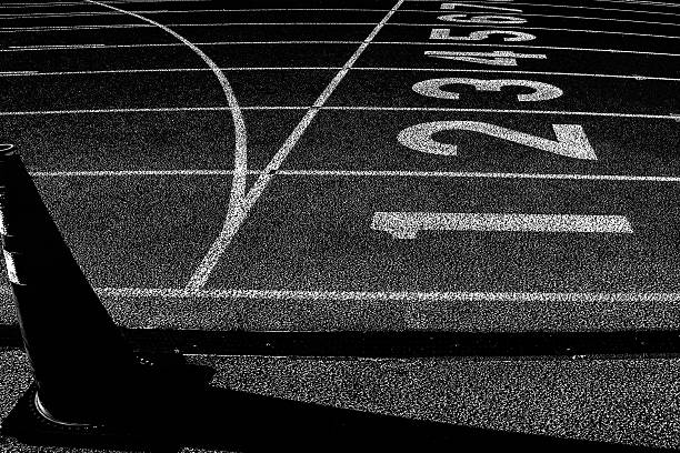 The lanes on a running track
