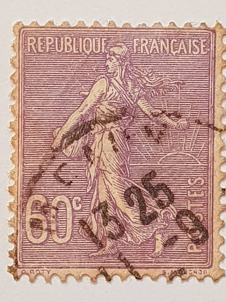 istock Vintage French “La Semeuse” postage stamp 60 centimes light blue circa 1903–1906 2249210327