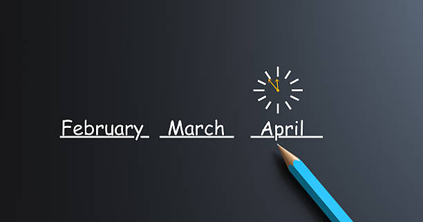istock APRIL Calendar with Clock on Chalkboard Background 2249212037