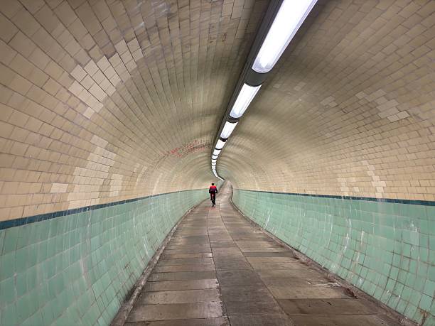 Underground pedestrian and cycle tunnel beneath a river