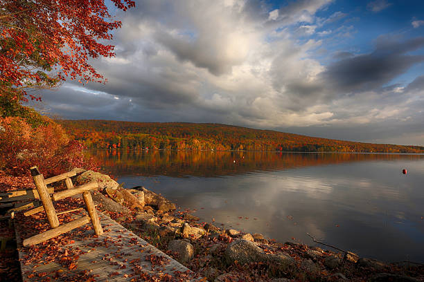 Fall scenery at Great Moose Lake in Somerset County, Maine