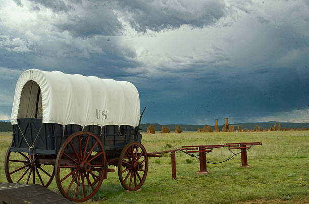 istock Covered Wagon and Dramatic Skies at Fort Union National Monument 2249213892