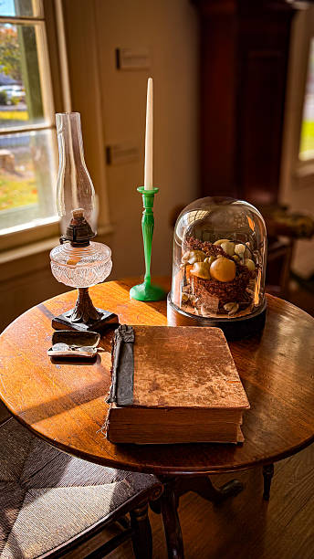 a display of vintage items on a table