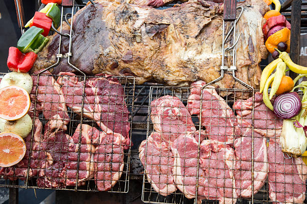 meat placed on a double meat rack