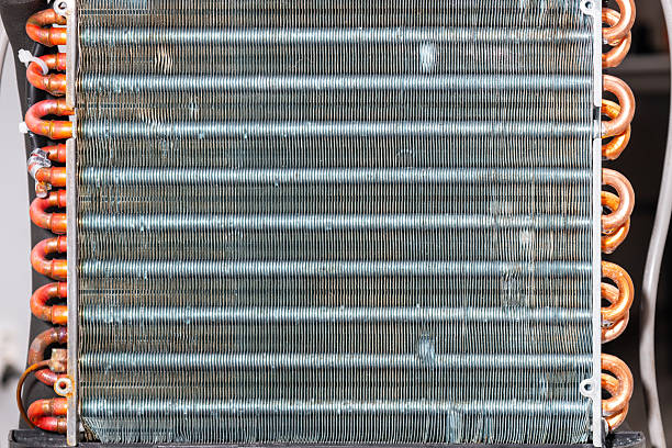 Copper tubes on the radiator from the refrigerator, air conditioner radiator