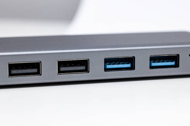 istock USB hub, docking station for USB 2.0, 3.0, USB ports close-up 2249222389