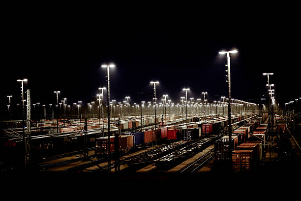 Marshalling yard (shunting yard) in Harburg - Maschen at night.