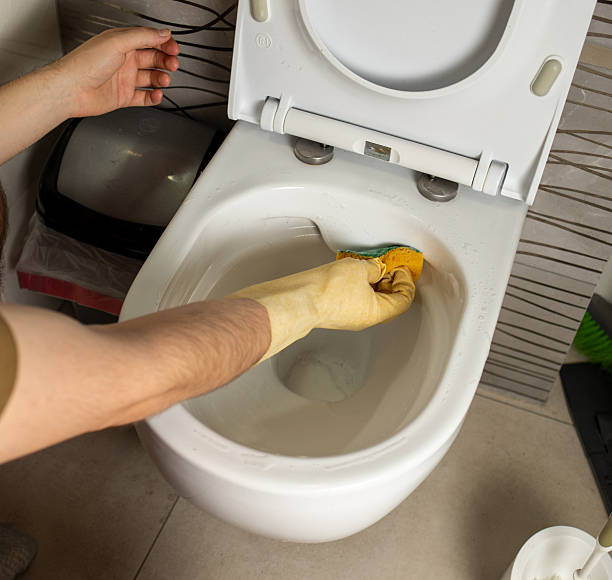istock person cleaning a toilet bowl 2249228268