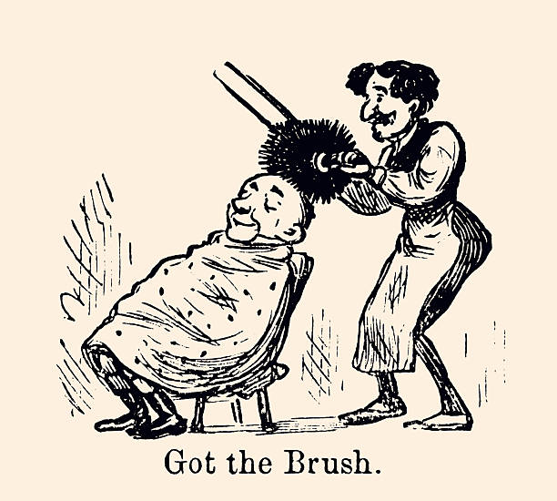 istock This humorous cartoon titled “Got the Brush.” was drawn by Dumb-Crambo Junior in 1883 .It depicts an utterly ridiculous hairdressing scene: an overzealous barber.. 2249233741