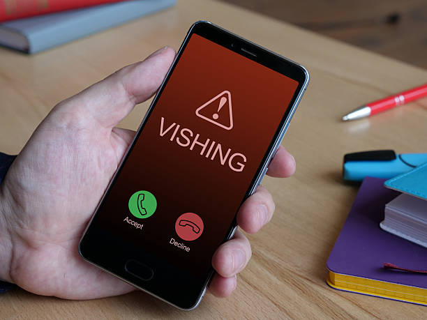 istock Vishing or Voice phishing is shown using the text on the phone screen 2249235351