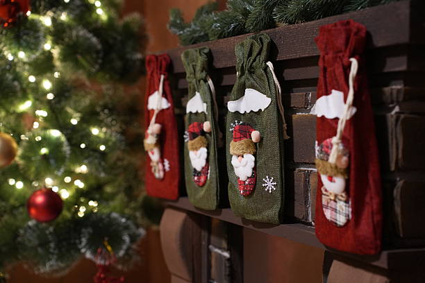 istock New year decoration - Socks hanging from the fireplace - Christmas time 2249241771