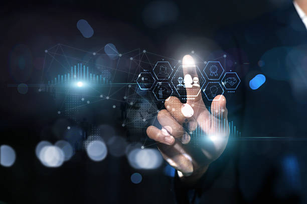 istock customer network icon and growth graph progress of business indicators and analyzing financial and investment data, economy, business planning and strategy. 2249245463