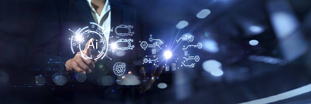 istock Hand holding of AI Symbolic, artificial intelligence of futuristic technology.transformation of ideas and the adoption of technology in business in the digital age, enhancing global 2249245467