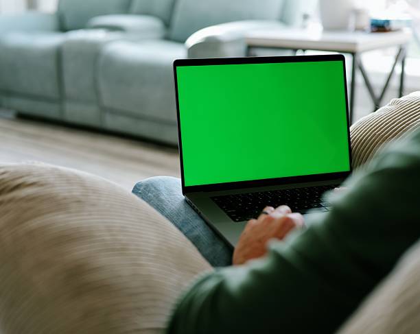 istock Man Working from Home- Custom Green Screen Laptop 2249250415